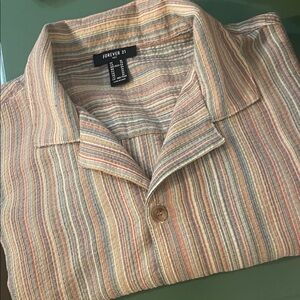 Forever 21 Beige Striped Button-Down Shirt